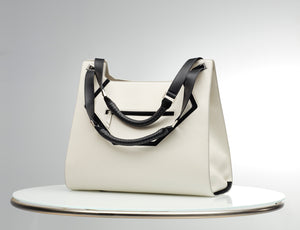 6 Collection Modern Tote Bag - Warm White/ Black